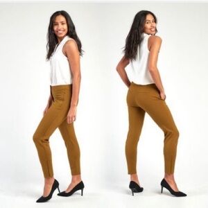 Betabrand Polka Dot High Rise Ankle Zip Dress Yoga Pants Mustard Yellow XL